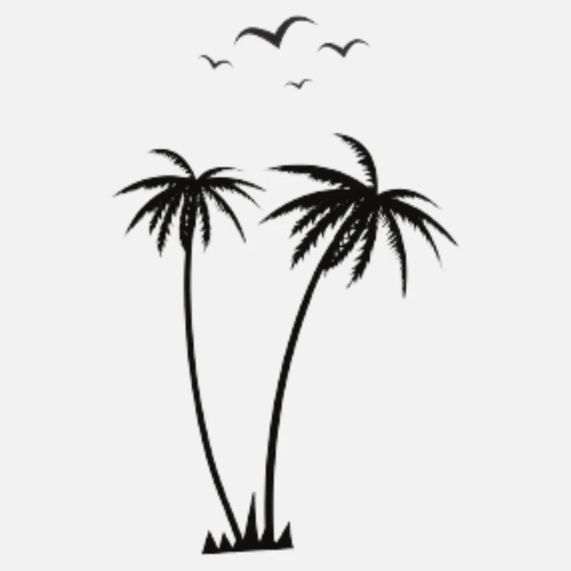 Palm trees and birds