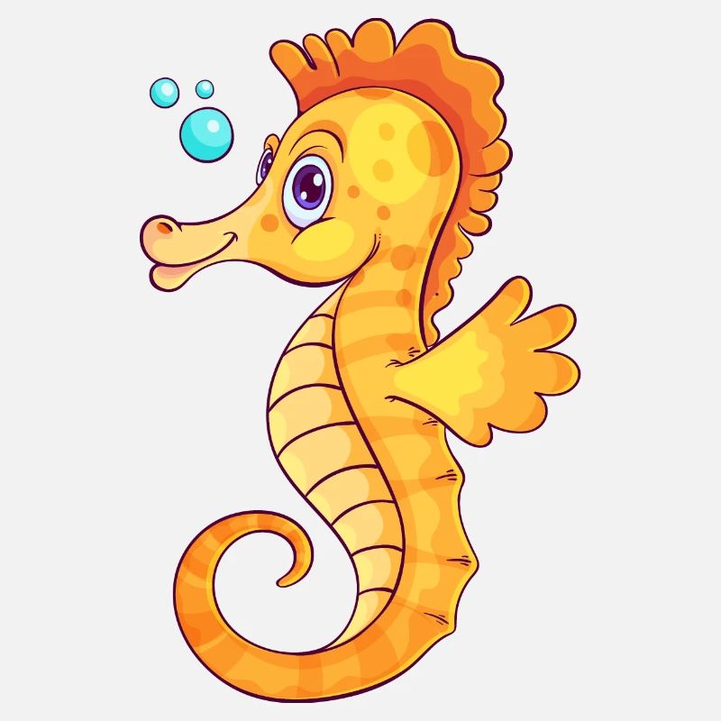 Seahorse Comic Bubbles Under Water