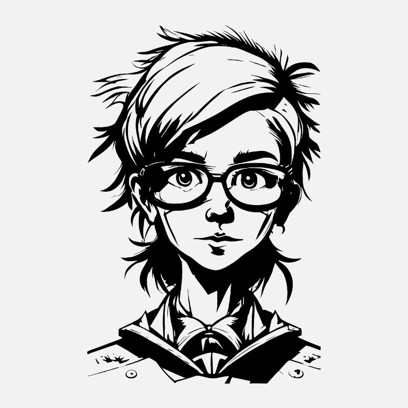 Manga Mädchen - Schulmädchen mit Brille