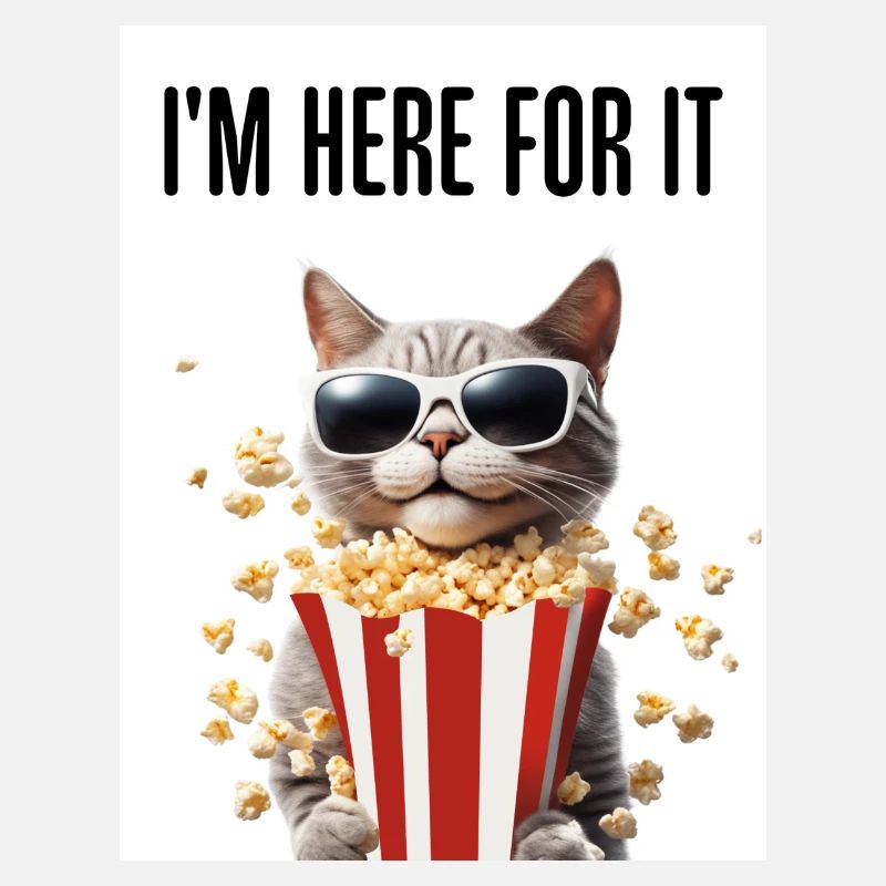 I am here for it cat popcorn