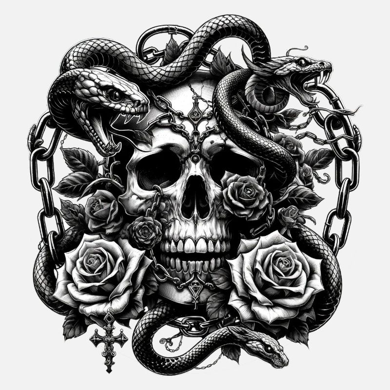Crâne gothique et Roses Art graphique