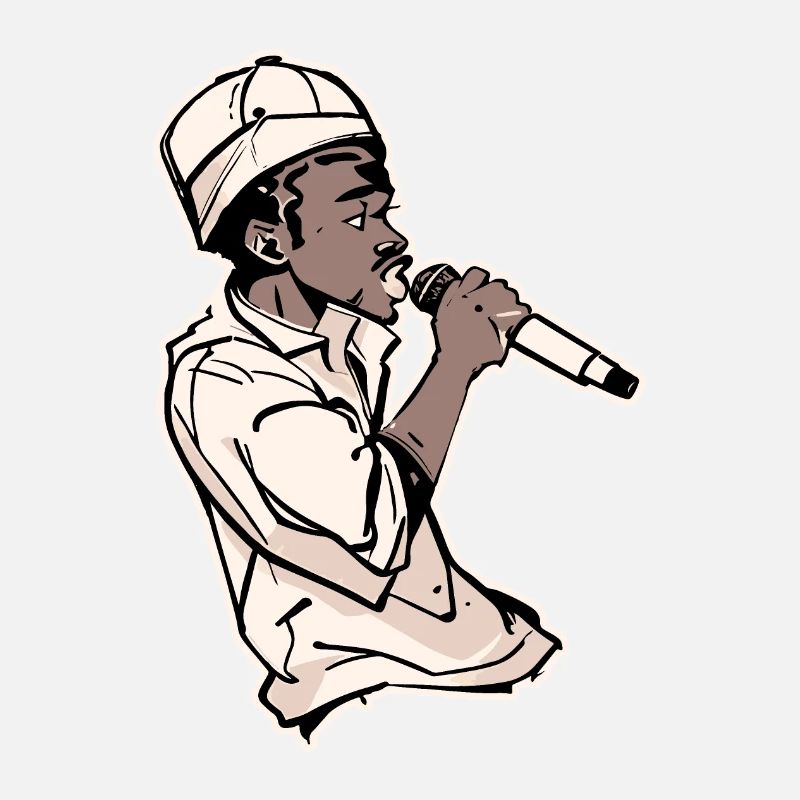 Rappeur tenant un micro avec Stroke (noir)