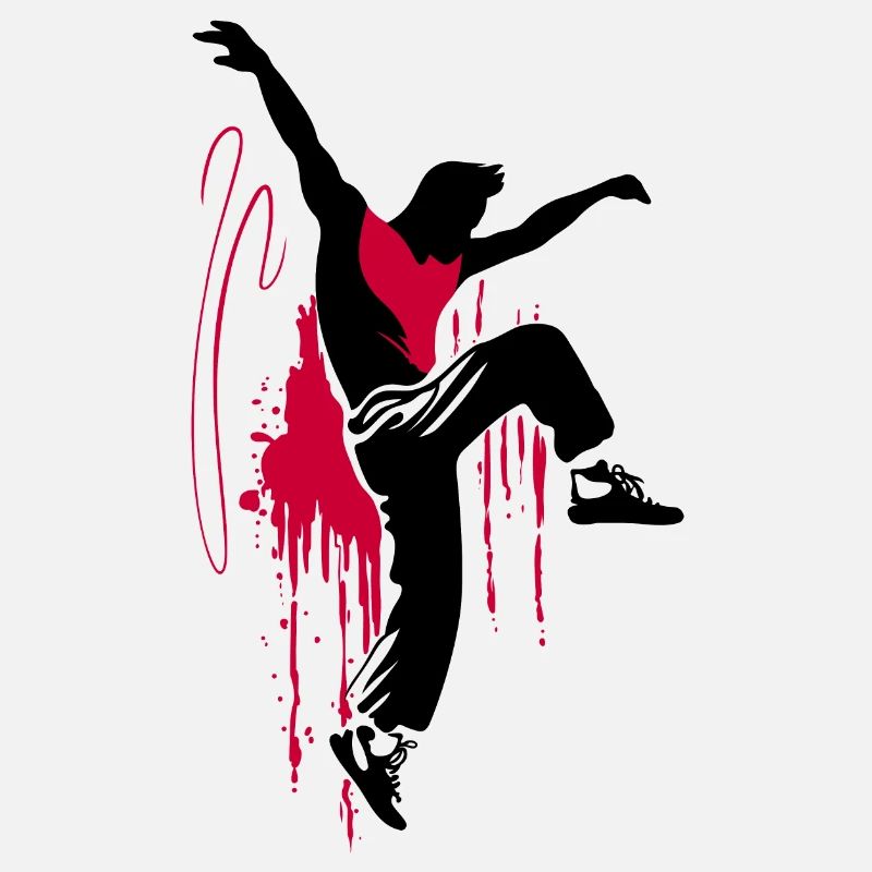Breakdancer Tänzer Silhouette in Rot Schwarz