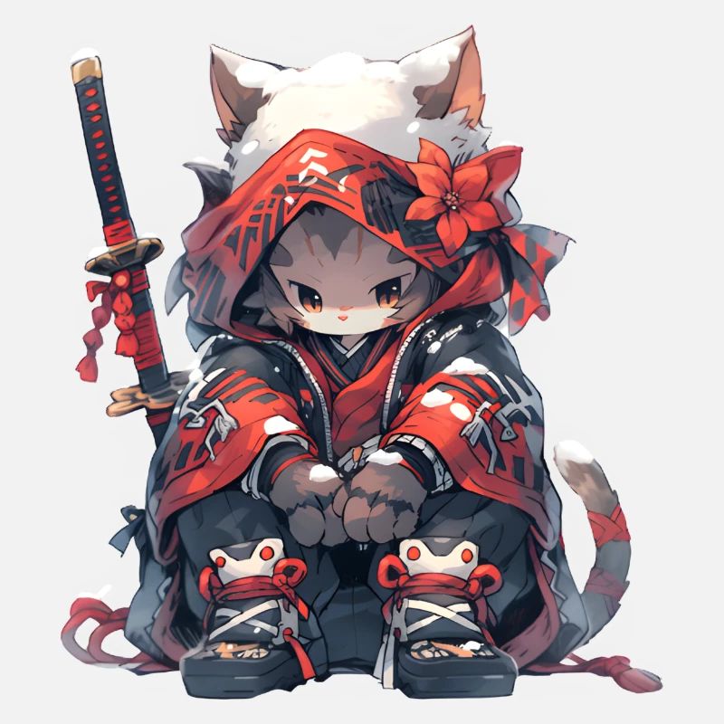 Cute Samurai Cat