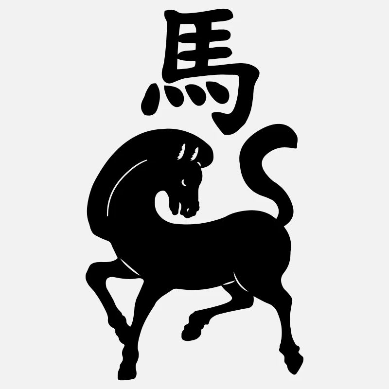Chinesisches Schriftzeichen Pferd mit Pferdebild