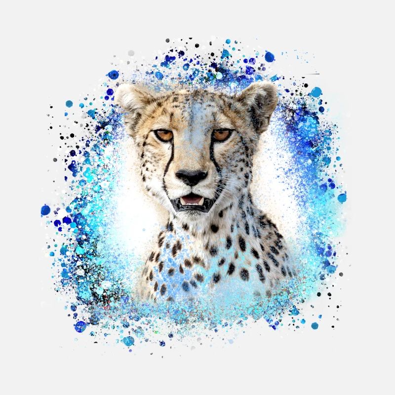 leopard, cat, wildcat, graffiti, painting,blue