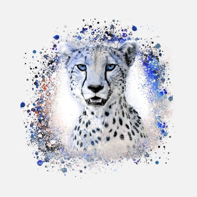 leopard, cat, wildcat, graffiti, painting,blue