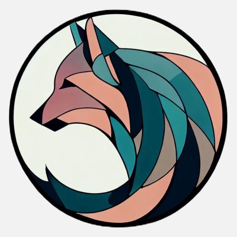 fox dog in a circle colorful