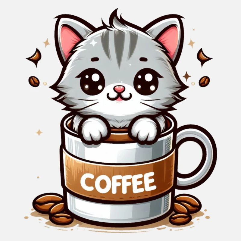 Katze mit Kaffeebecher 1
