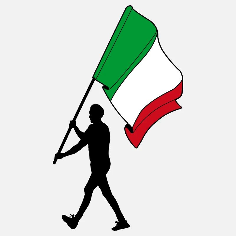 Flag Italy man walking