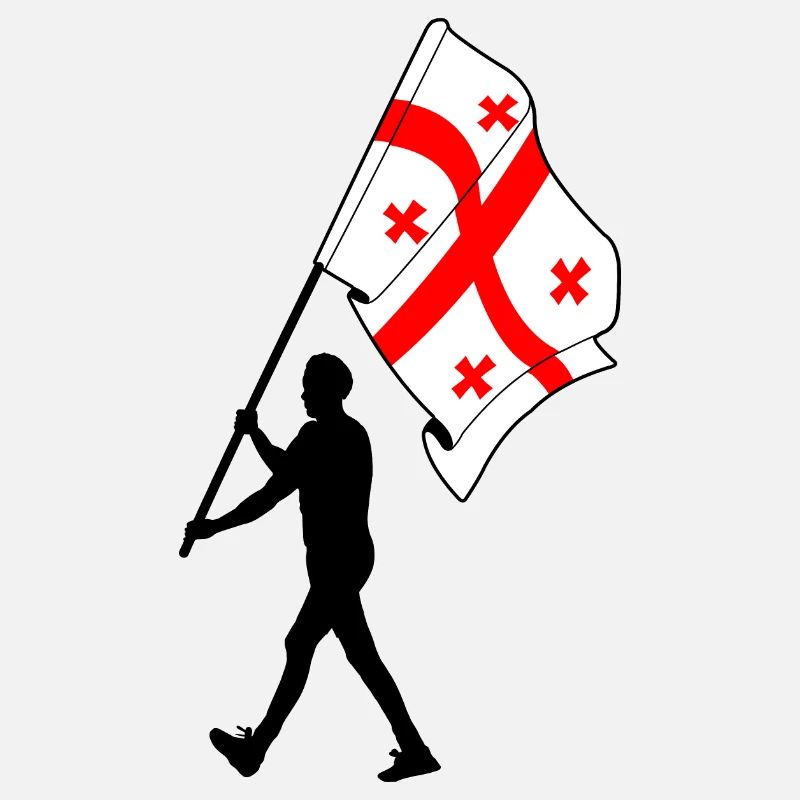 Flag Georgia man walking