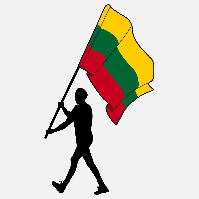 Flag Lithuania man walking