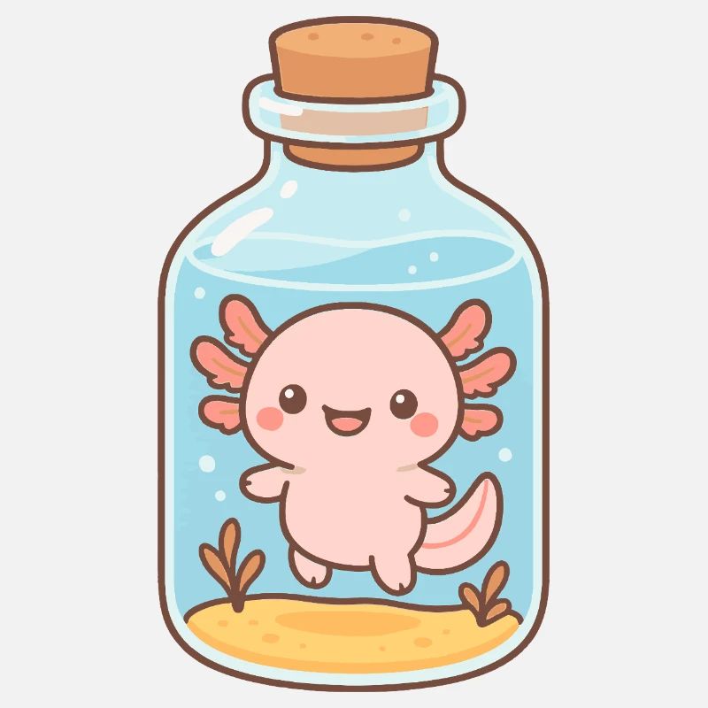 Magic Axolotl – Cute Creature in a Bottle
