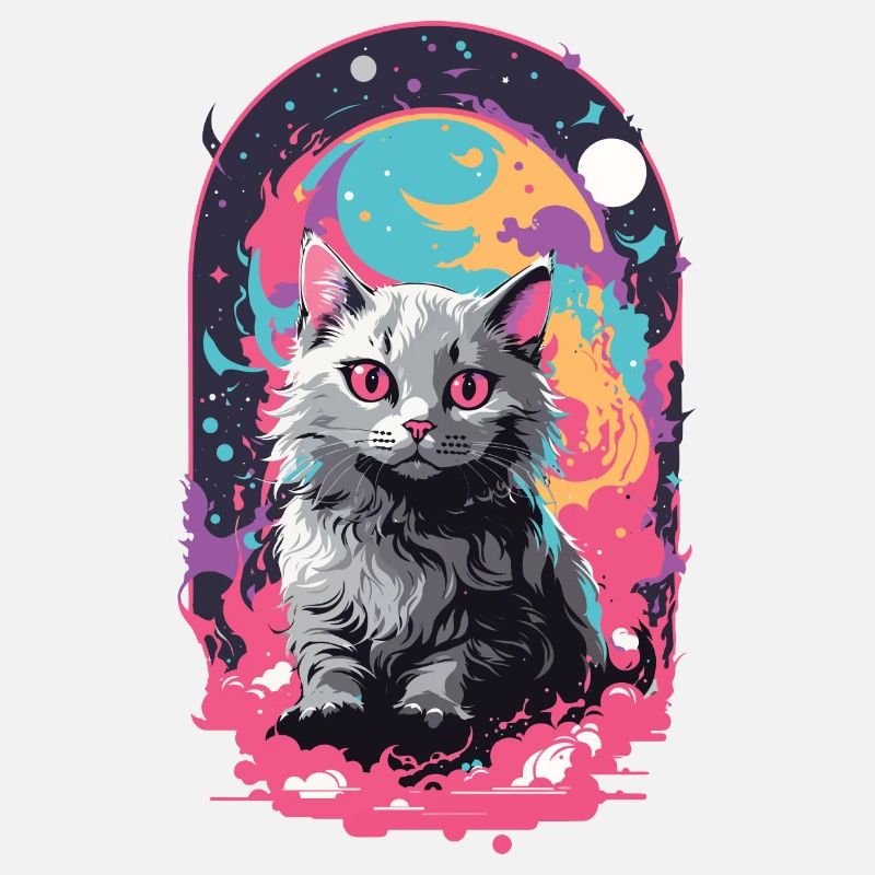 Cat Goth Pastel Psychedelic Weirdcore Design