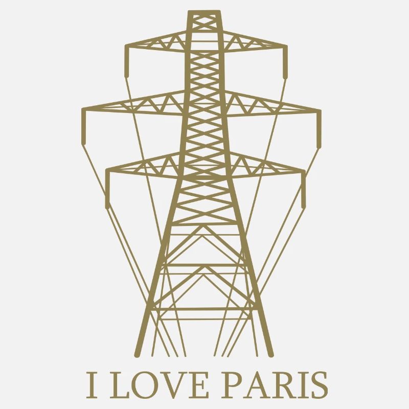 Strommast als Eiffelturm "I Love Paris" Satire