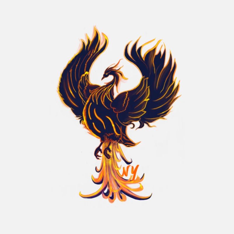 Fire phoenix in flames