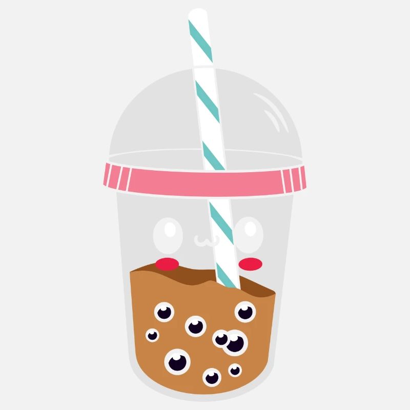 A Funny Kawaii Face Boba Tea Bubble Tea