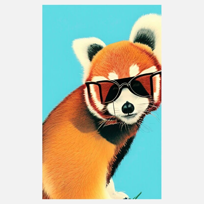 Cooler roter Panda mit Sonnenbrille Comic Zeichnung Sommer