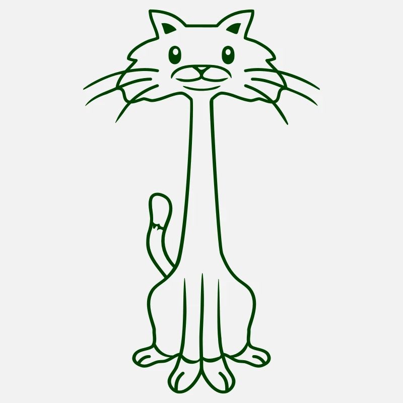 Drôle de chat à long cou regardant joyeux souriant