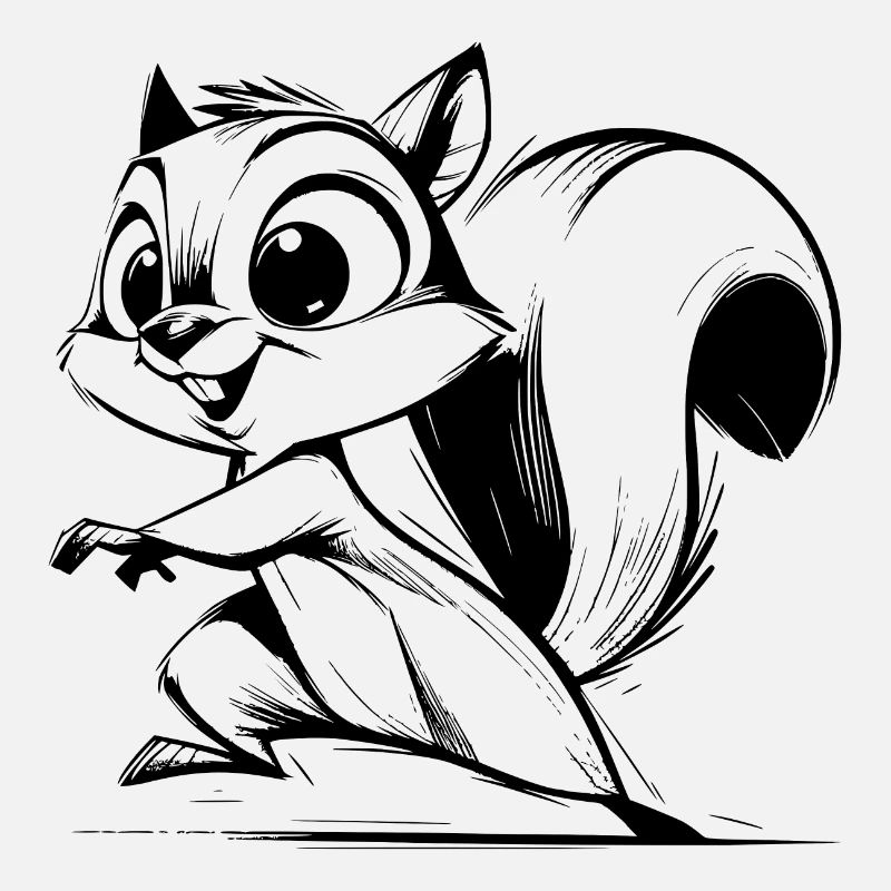 Cute Baby Squirrel Pencil Drawing