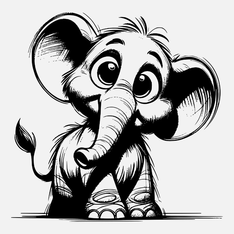 Curious elephant with big eyes and ears