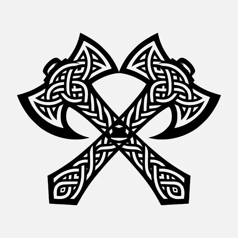 Doppelte Axt in Keltischen Knoten Tattoo Style