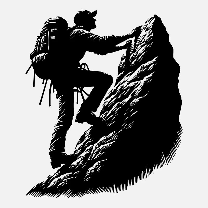 Mann beim Klettern am Berggipfel Felsen