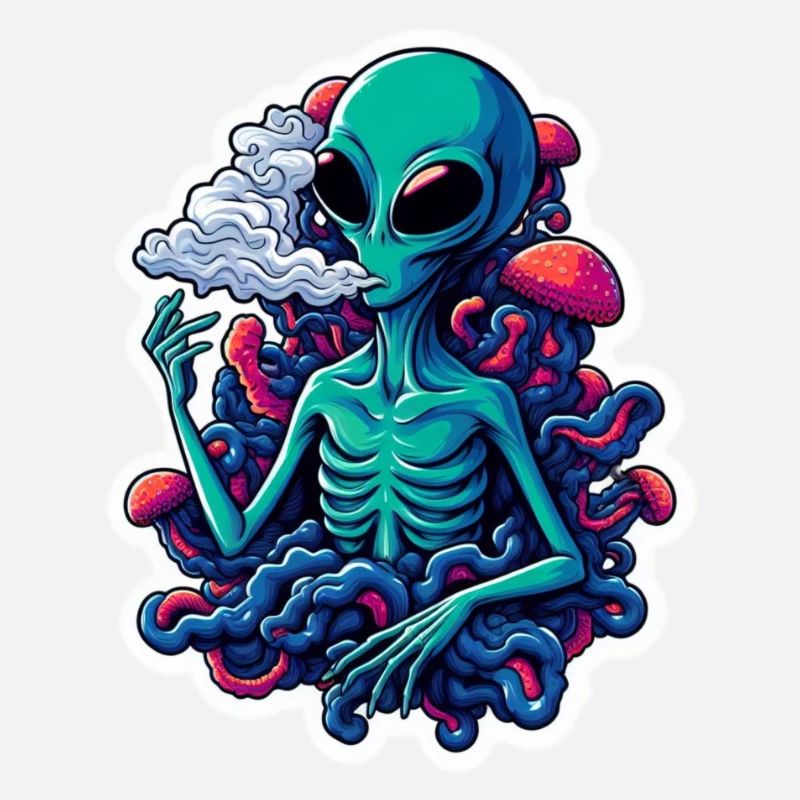Néon Alien avec fumée de brouillard