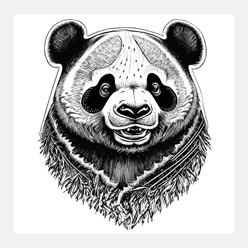 Gravure Panda noir et blanc