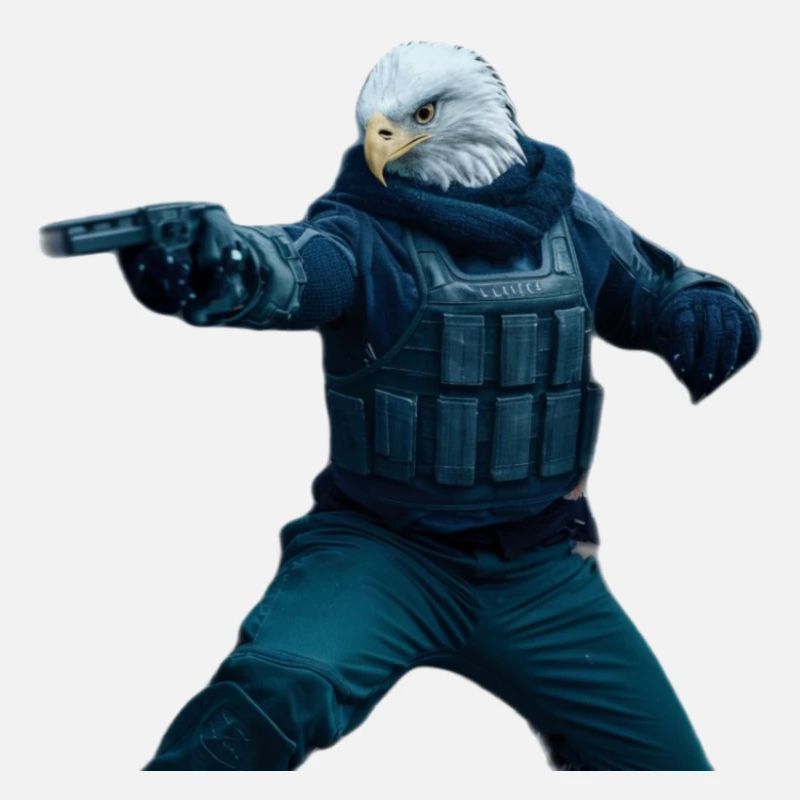 Aigle avec revolver