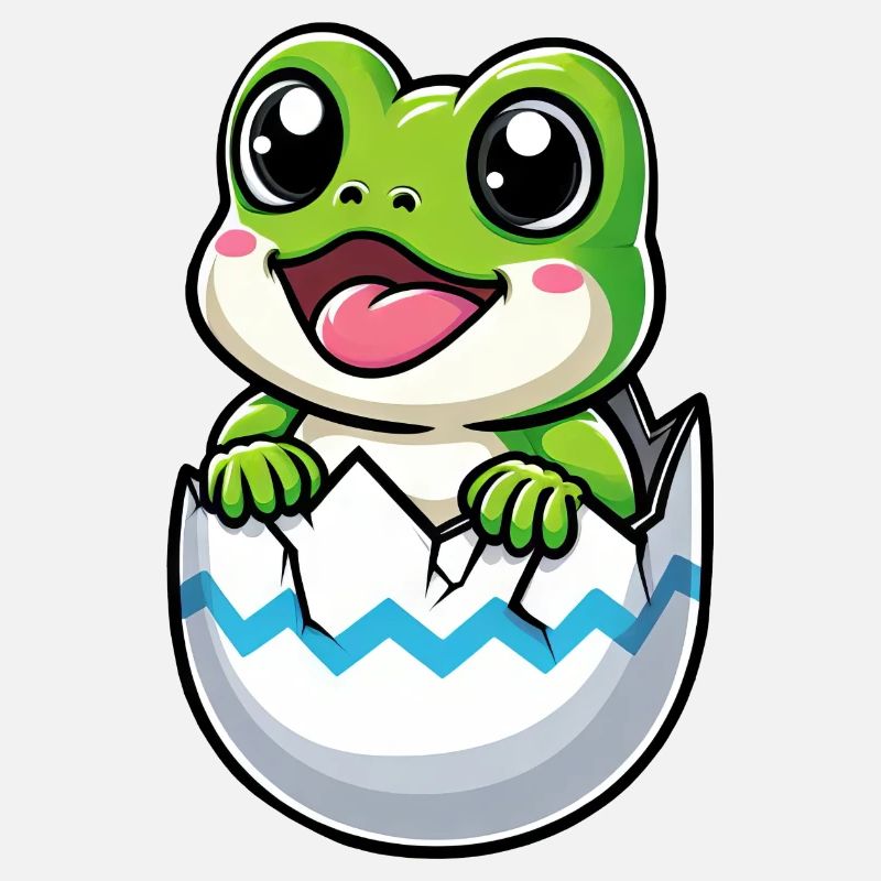 Oeuf de Pâques coloré avec motif de grenouille à éclore