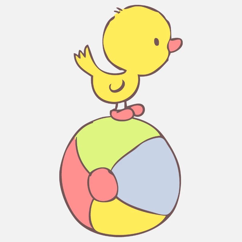 Duckling on beach ball
