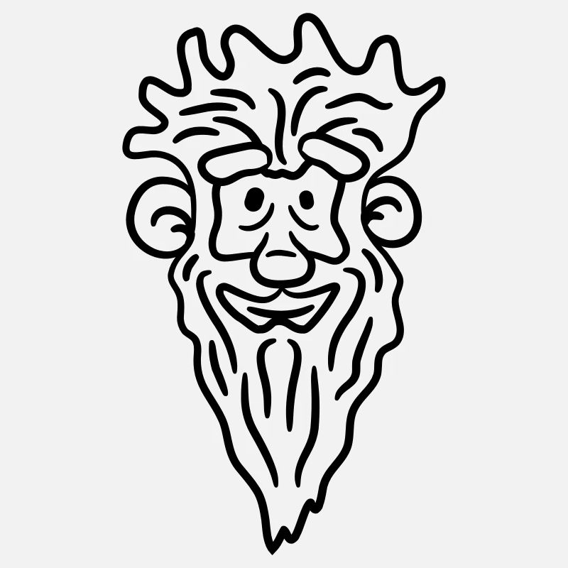 Funny Grandpa Face Comic Style Long Gray Beard