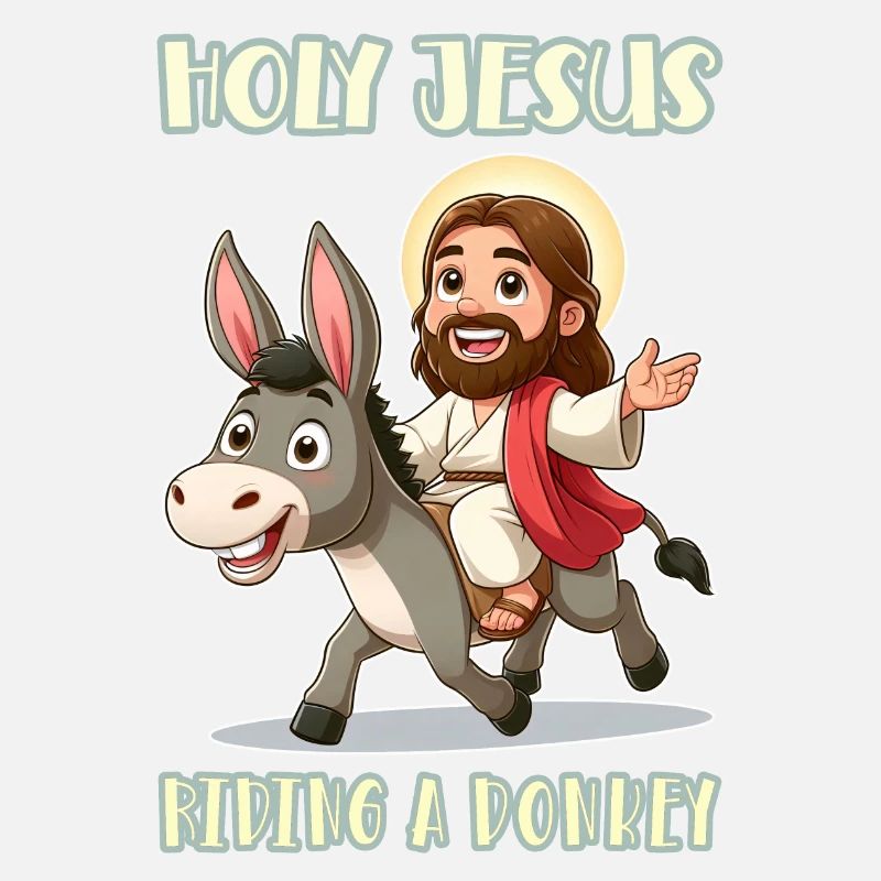 Holy Jesus riding a donkey