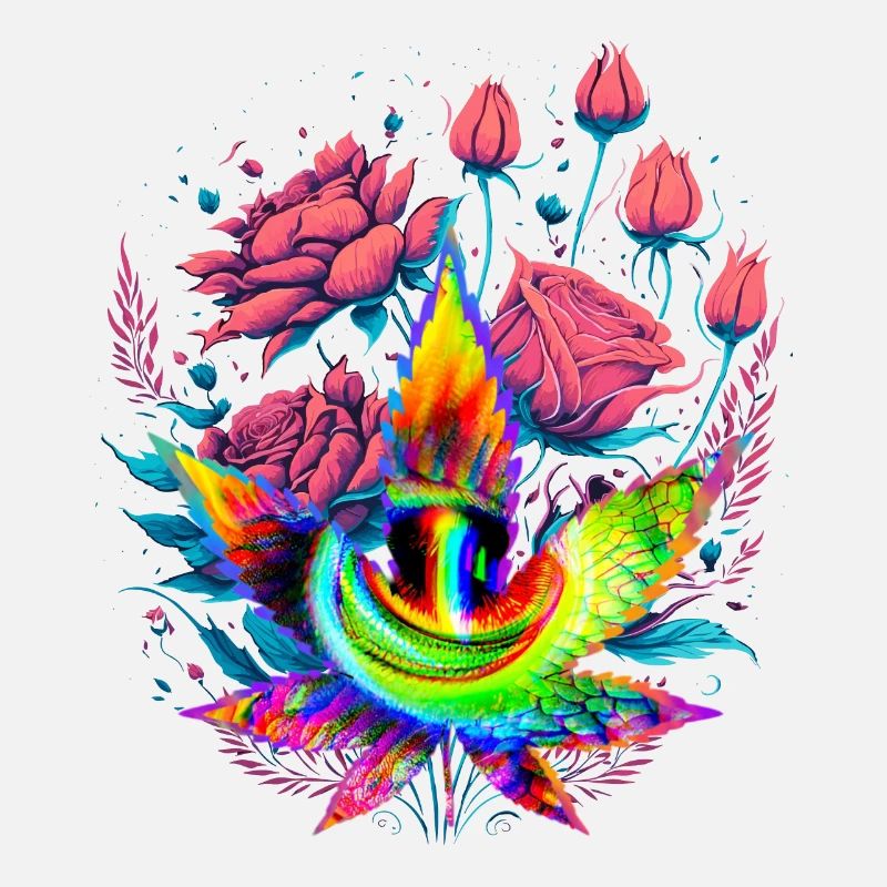 Psychedelisches Cannabisblatt mit Drachenauge