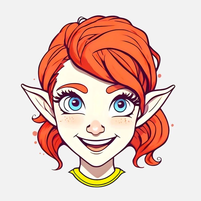 Redhead cheerful elf with blue eyes