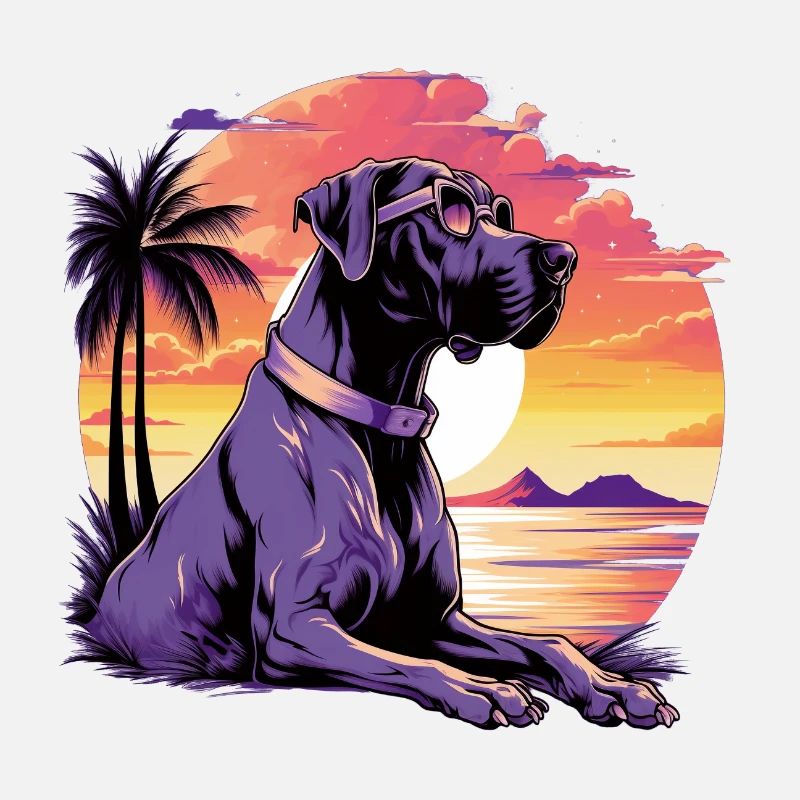 Bunte Deutsche Dogge mit Sonnenbrille