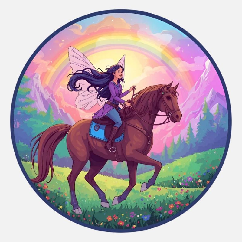 Fée imaginative sur cheval