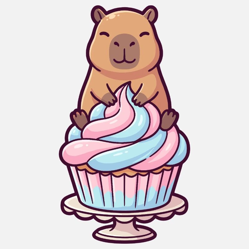 Capybara auf Cupcake-Torte süßes Motiv