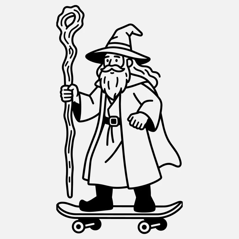 Zauberer auf Skateboard