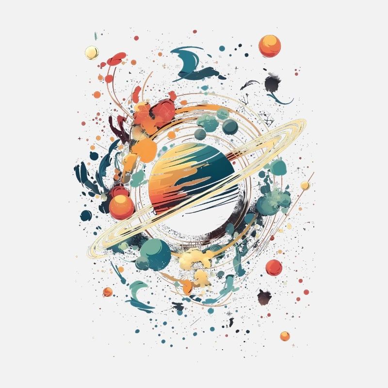 Surrealistische Planeten mit Saturn