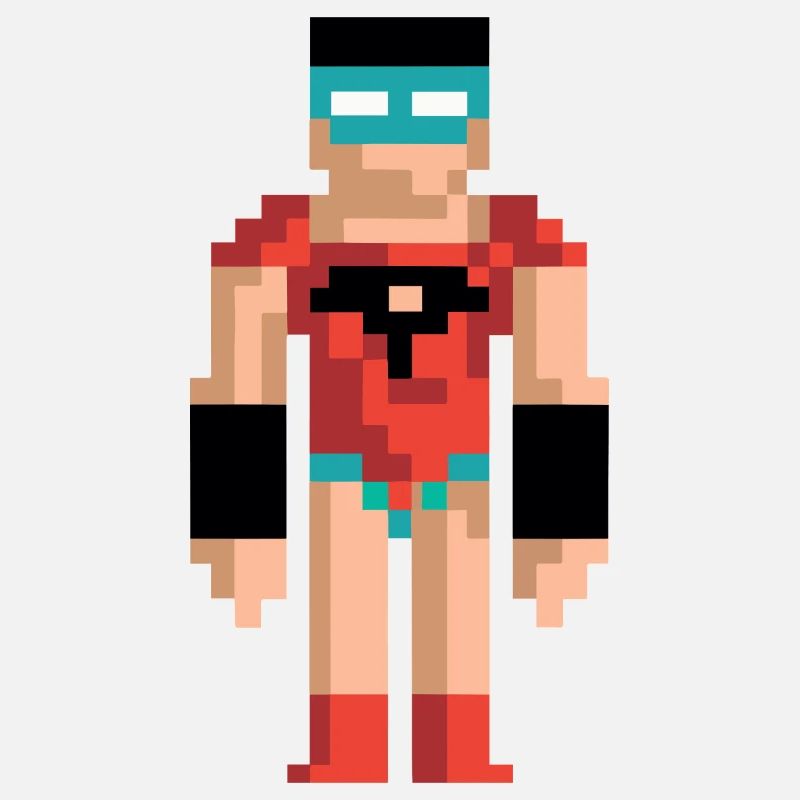 Pixel Art Superheld – Männlicher Held im roten Anzug