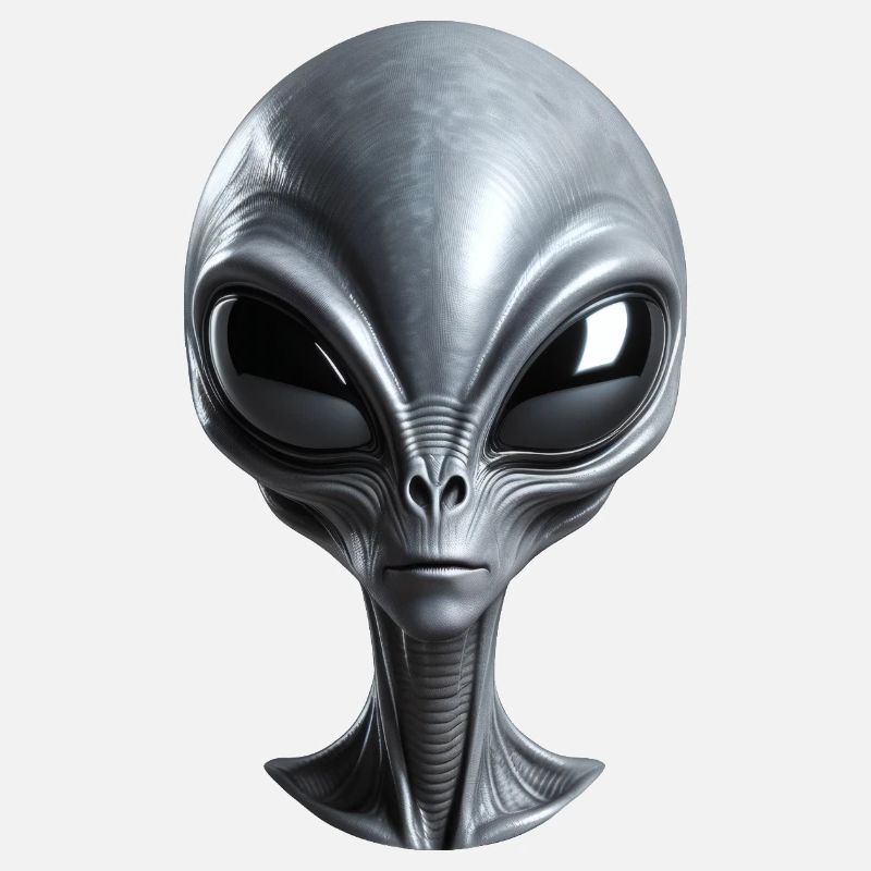 Echtes kleines graues Alien mit großen schwarzen Augen