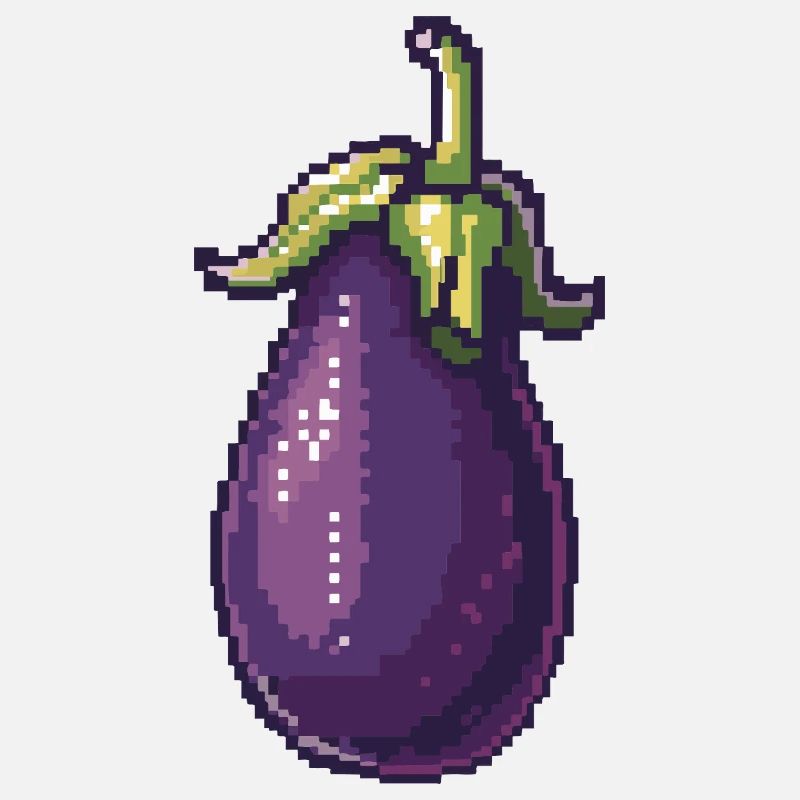 Retro Pixel Eggplant Illustration
