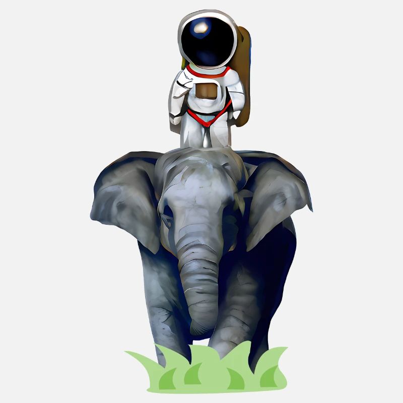 Astronaut on elephant adventure
