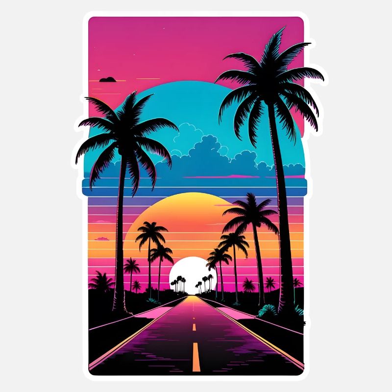 Miami Beach South Beach 80s Sunset Vaporwave