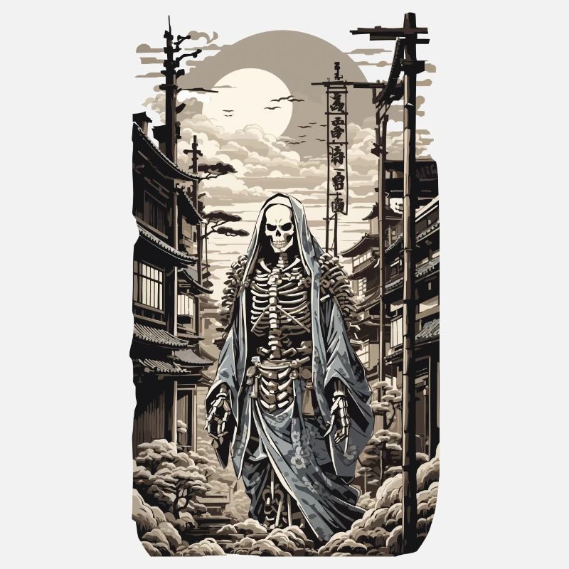 Retro Japan Yokai Skelett Dämon Ukiyo-E