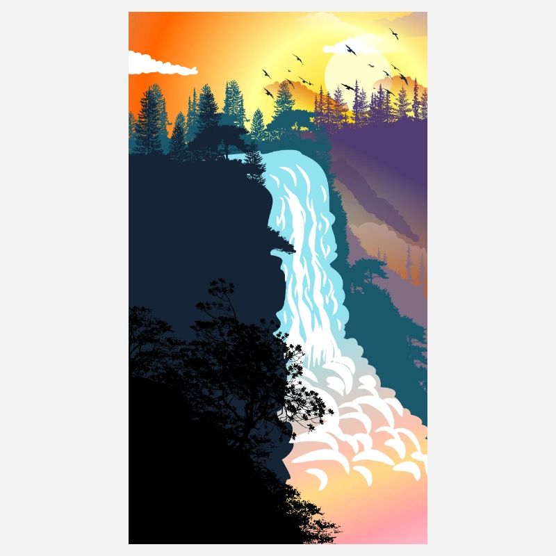Coucher de soleil sur la cascade