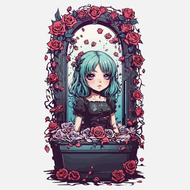 Kawaii Goth Anime Mädchen Viktorianisches Design