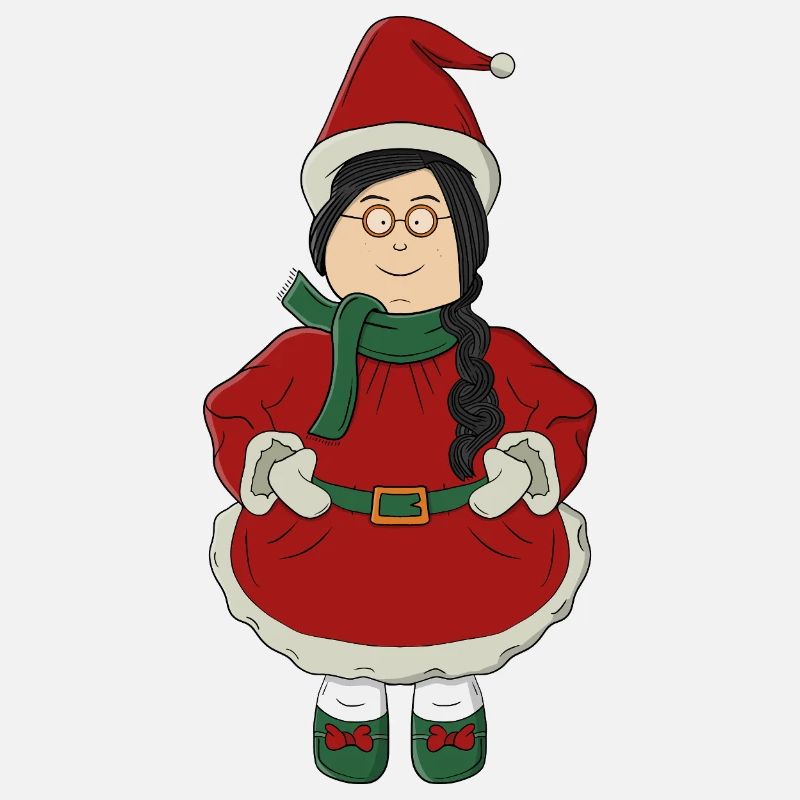 Weihnachtsmannmädchen im roten Kleid